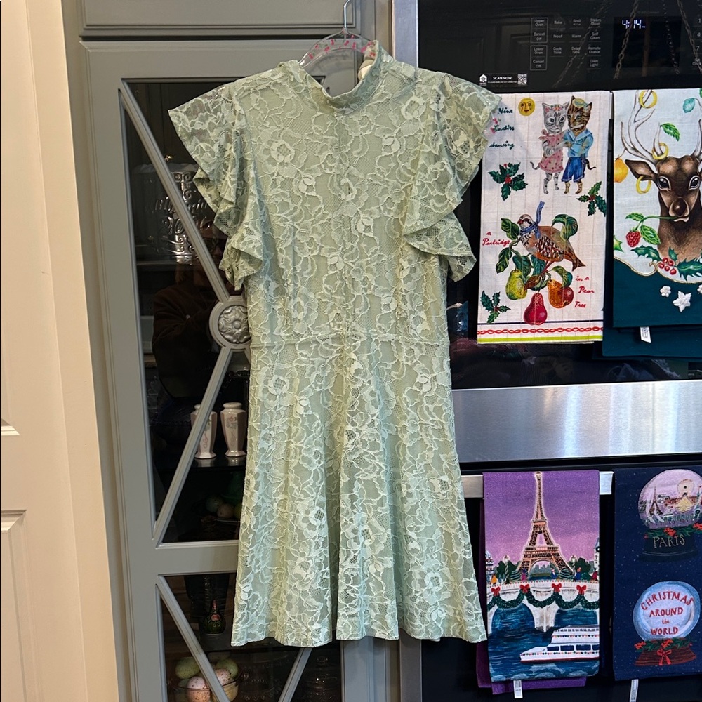 Anthropologie Maeve Light Green Lace Dress XS Balletcore Coquette